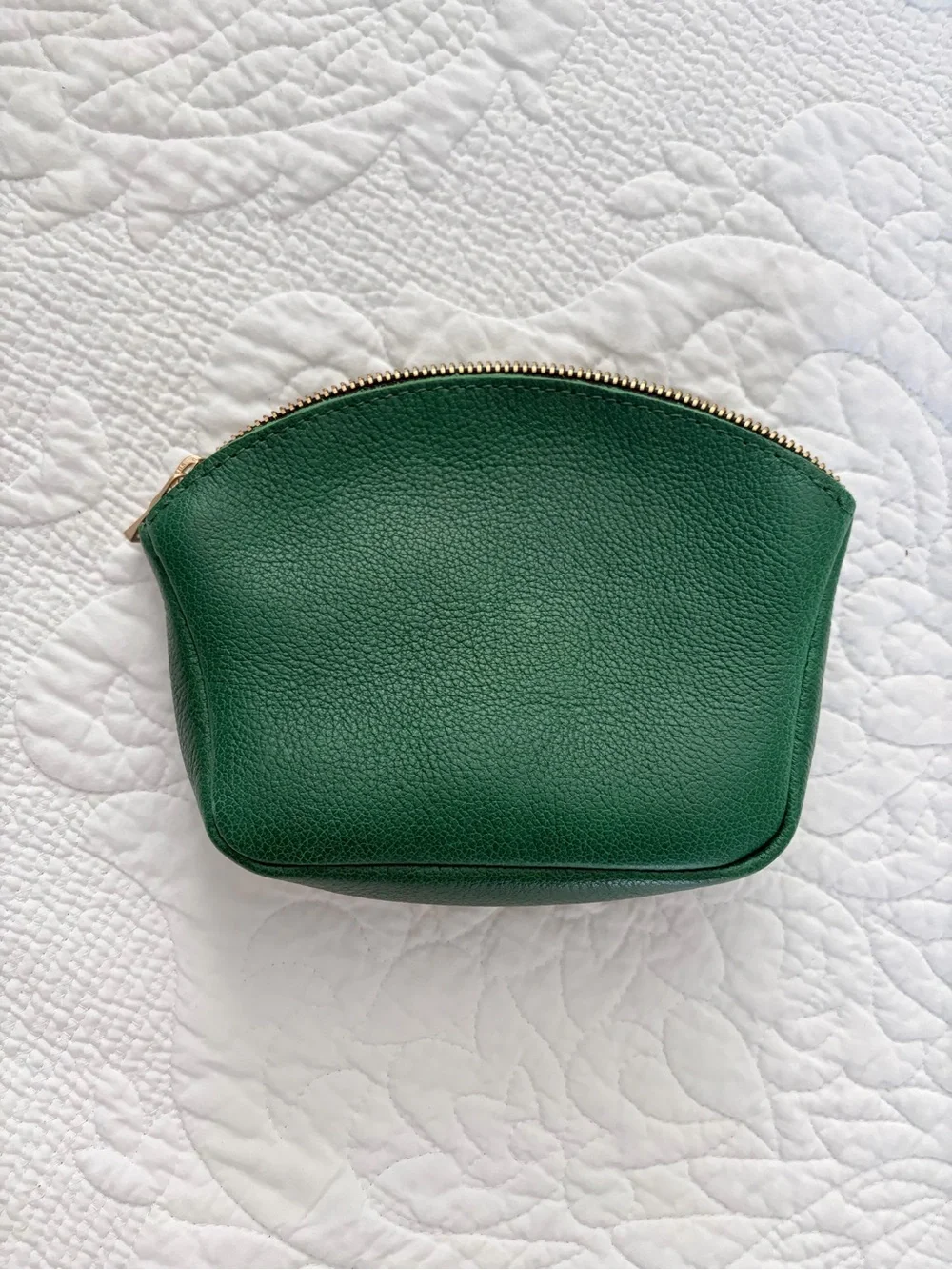 Portland Leather Emerald Green Pebbled Leather Cosmetic Pouch